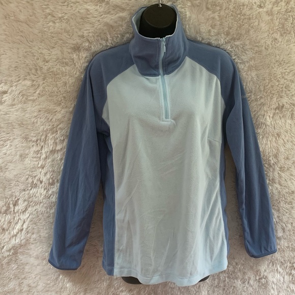 Ladies XL Columbia Half Zip Fleece Sweater In Blue/Baby Blue - Picture 2 of 7